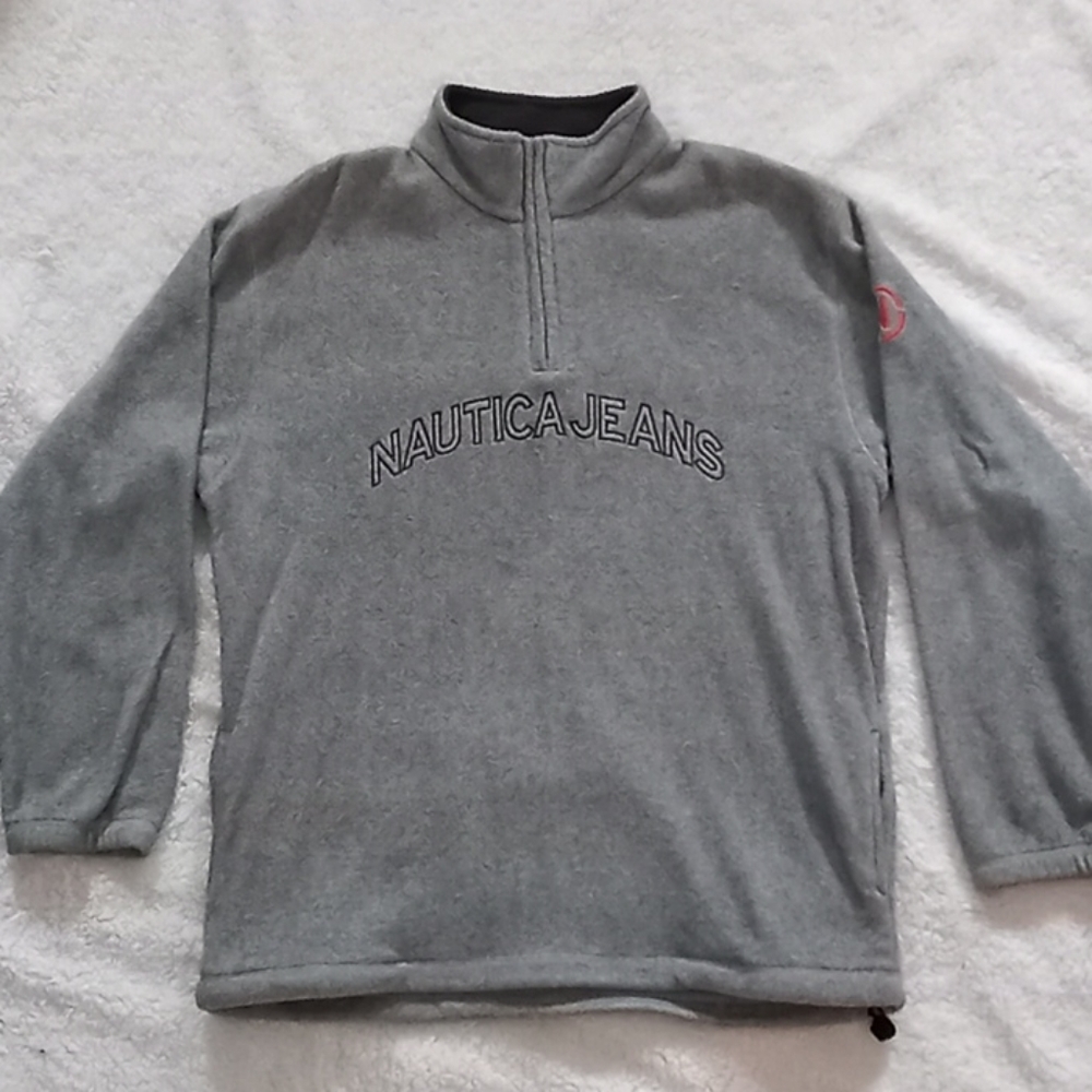 Vintage large gray nautical fleece pullover